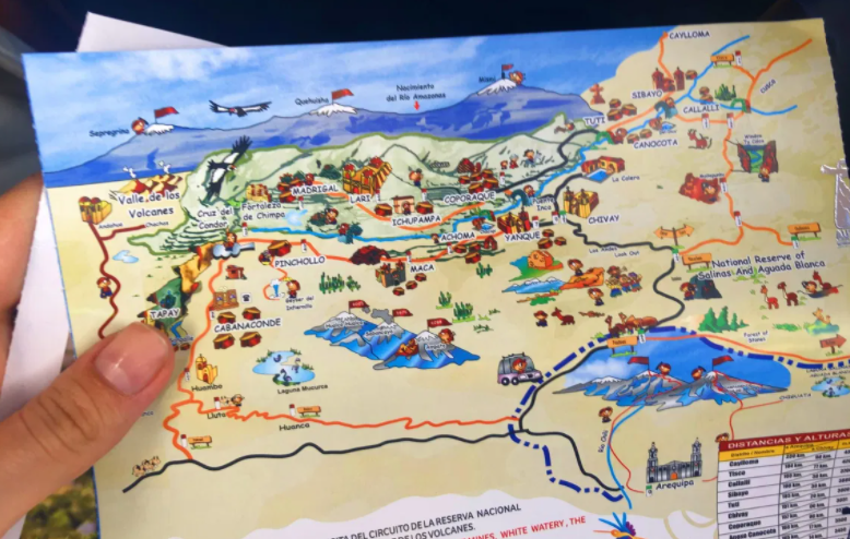 Colca Canyon one day tour map of the colca canyon