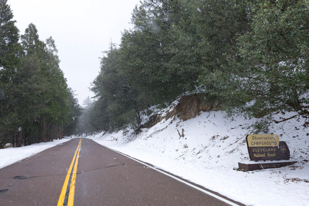 where it snows in California Palomar Mountain in winter