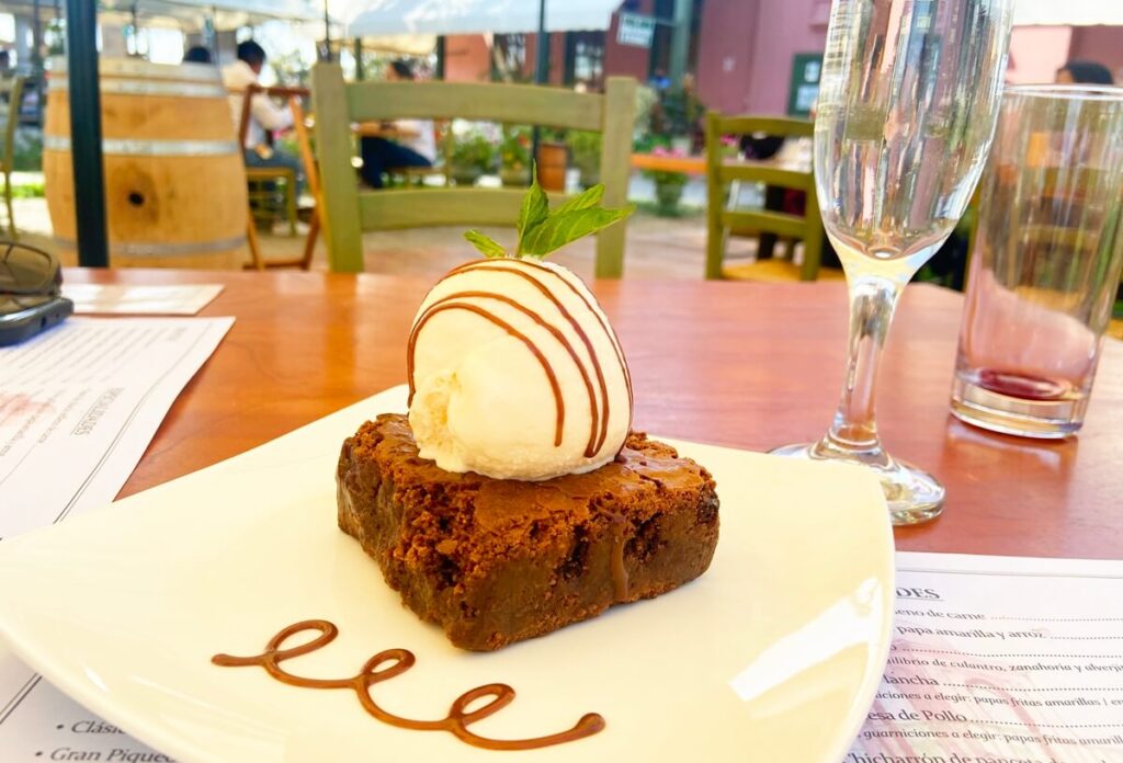 things to do in huacachina - brownie at Hacienda Bodega Tacama