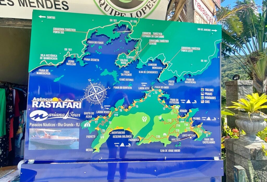 things to do in Ilha Grande map of the hikes in Ilha Grande