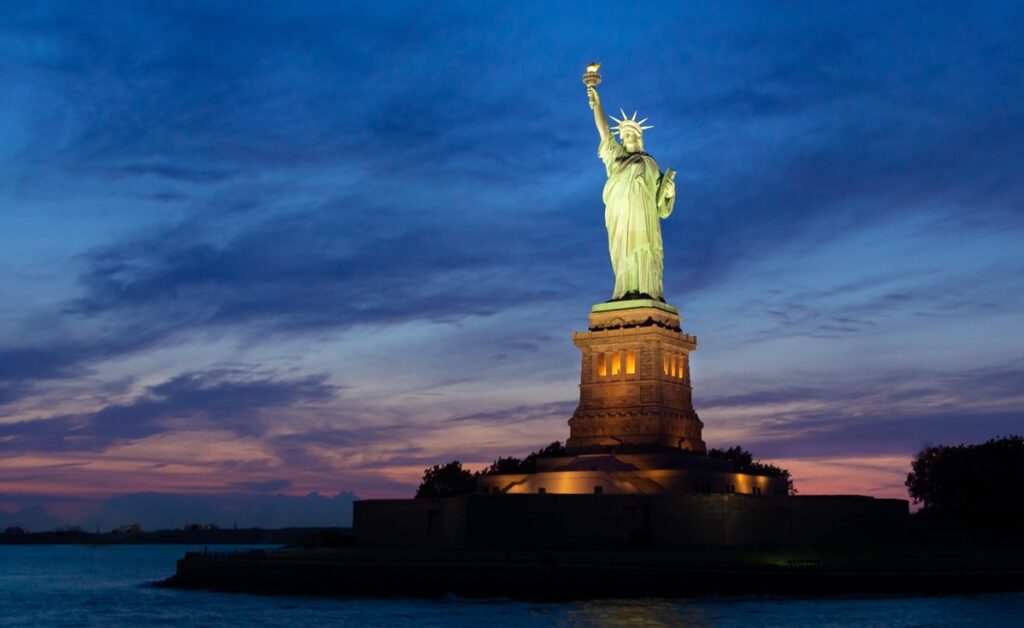 Statue of Liberty at night, New York