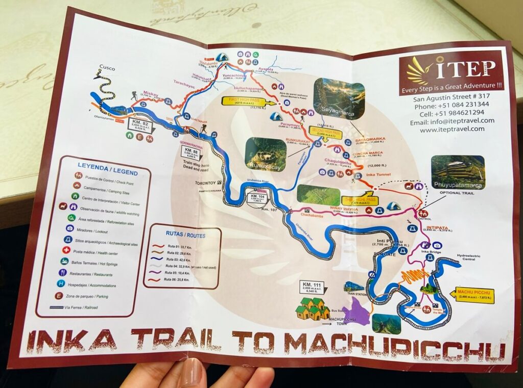 map of the inca trail