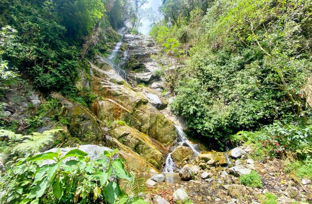 waterfall at short inca trail
